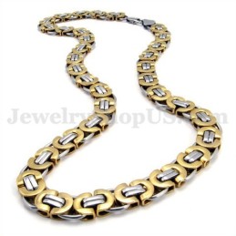 Squisita Collana Da Uomo In Titanio Con Catena In Oro