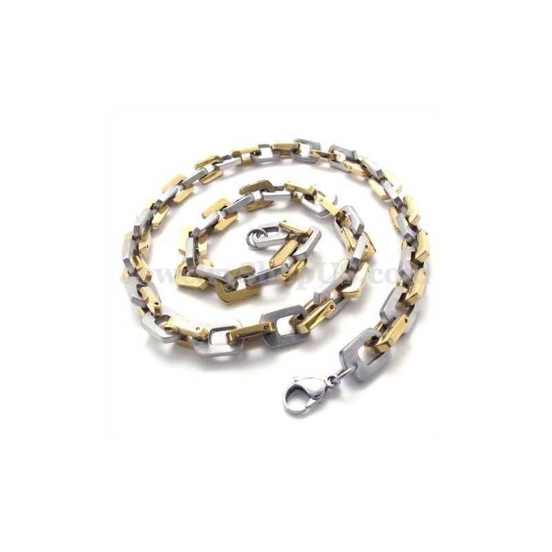 Squisita Collana Da Uomo In Titanio Con Catena In Oro Squisita Collana Da Uomo In Titanio Con Catena In Oro