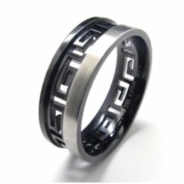 Anello Girevole Con Chiave Greca In Titanio Nero Da 7 Mm