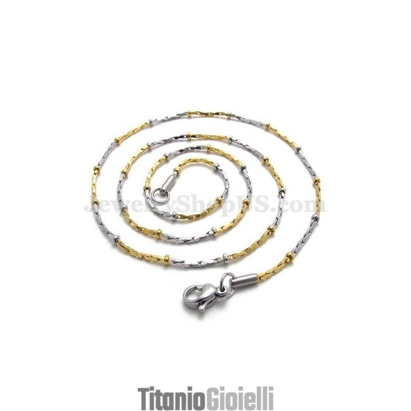Collana Con Catena In Titanio Dorato Alla Moda