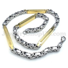 Collana Con Catena In Titanio Argento E Oro Da Uomo