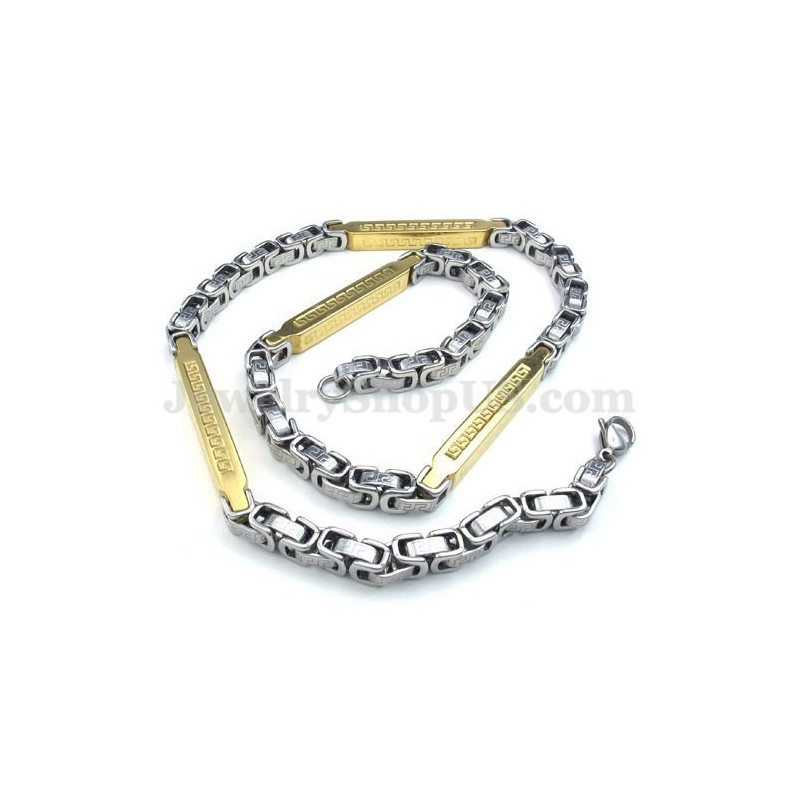 Collana Con Catena In Titanio Argento E Oro Da Uomo Collana Con Catena In Titanio Argento E Oro Da Uomo