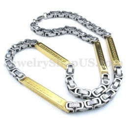Collana Con Catena In Titanio Argento E Oro Da Uomo