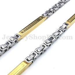Collana Con Catena In Titanio Argento E Oro Da Uomo