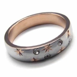 Anello A Fascia In Titanio E Oro Con Diamanti Incastonati Da 4 Mm