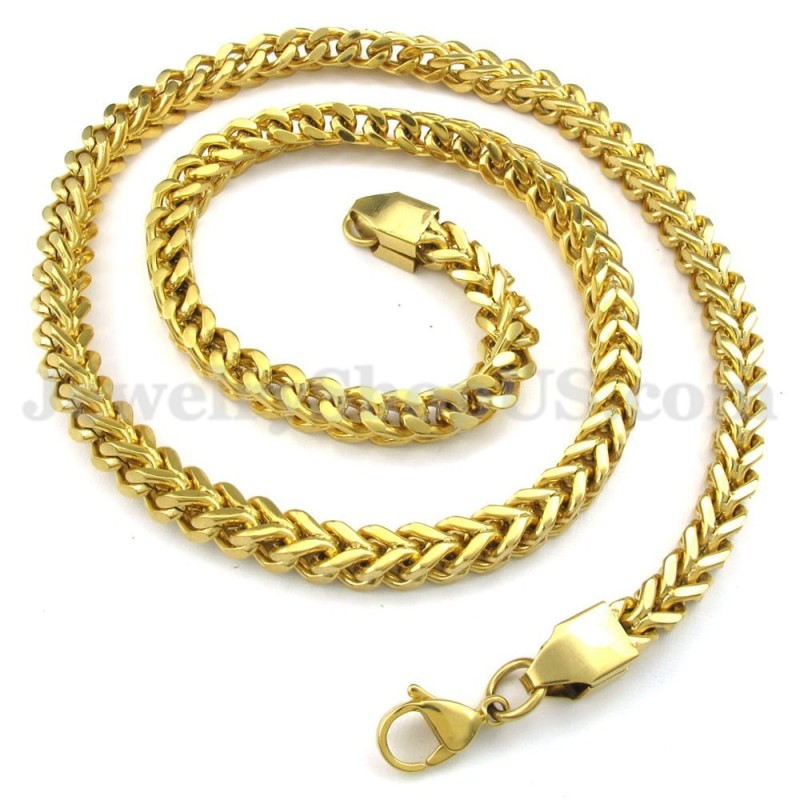 Collana Con Catena In Titanio Da Uomo In Oro In Saldo Collana Con Catena In Titanio Da Uomo In Oro In Saldo
