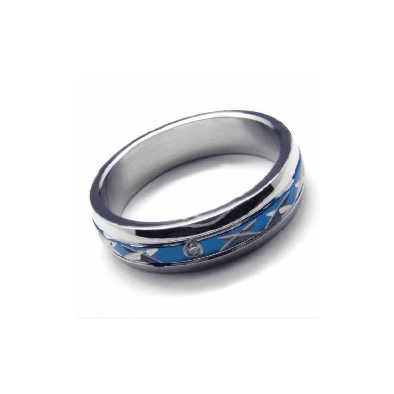 Anello In Titanio Blu Incastonato Da 5 Mm Con Diamanti Anello In Titanio Blu Incastonato Da 5 Mm Con Diamanti