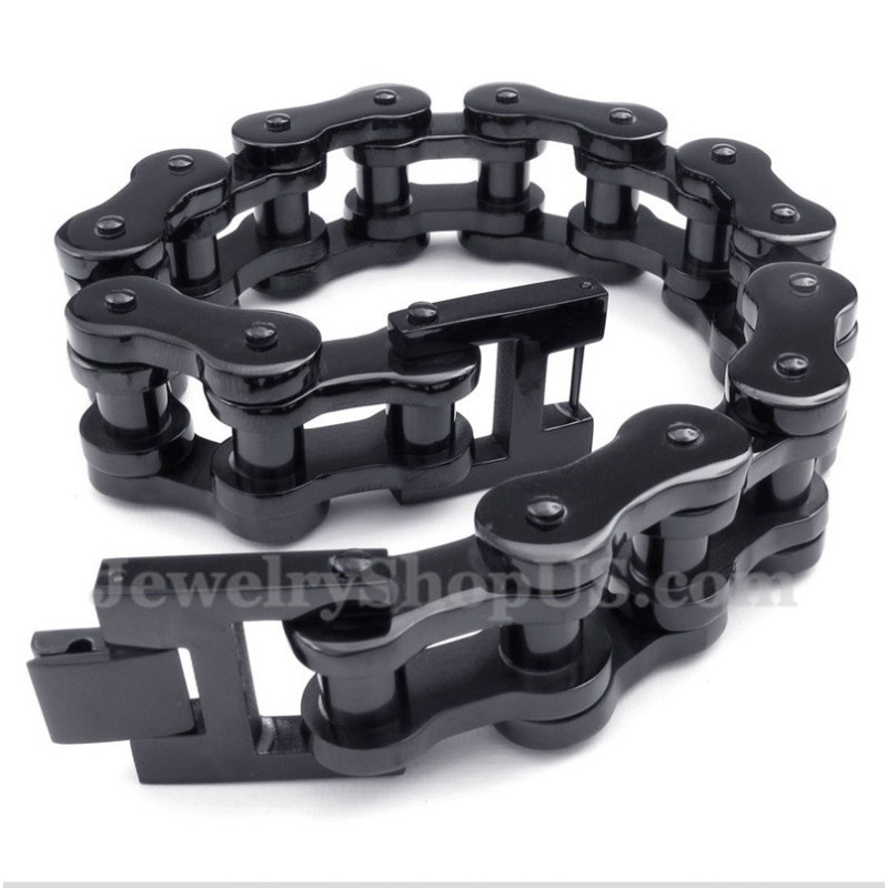 Bracciale Da Uomo In Titanio Nero Con Catena Per Bicicletta Bracciale Da Uomo In Titanio Nero Con Catena Per Bicicletta