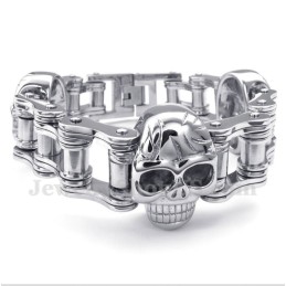 Bracciale Da Uomo In Titanio Con Catena Da Bicicletta E Teschio