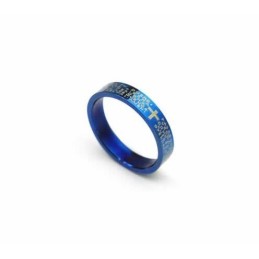 Anello Da Uomo Con Croce Biblica In Titanio Blu Da 4 Mm