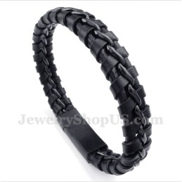 Bracciale Da Uomo In Titanio E Pelle Nera