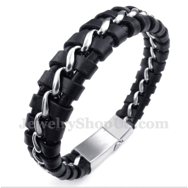 Bracciale In Pelle Di Titanio Da Uomo Bracciale In Pelle Di Titanio Da Uomo