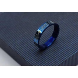 Anello Da Uomo Con Croce Biblica In Titanio Blu Da 4 Mm