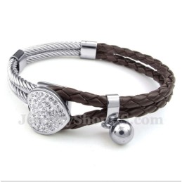 Bracciale In Titanio E Pelle A Forma Di Cuore Da Uomo