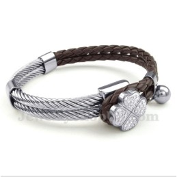 Bracciale In Pelle E Titanio Clover Da Uomo