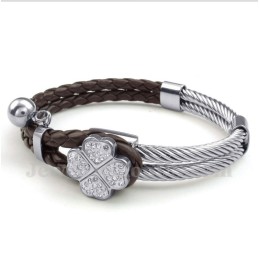 Bracciale In Pelle E Titanio Clover Da Uomo