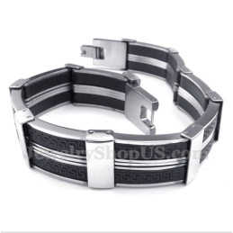Bracciale Da Uomo In Titanio E Gomma Con Motivo A Meandro Greco