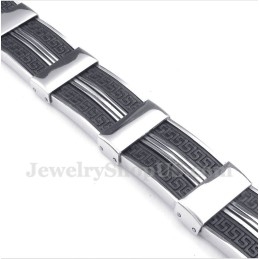 Bracciale Da Uomo In Titanio E Gomma Con Motivo A Meandro Greco