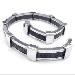 Bracciale In Gomma Con Motivo Greco A Meandro In Titanio Da Uomo