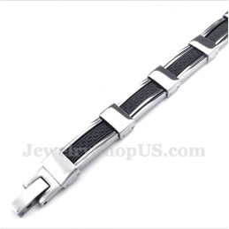 Bracciale In Gomma Con Motivo Greco A Meandro In Titanio Da Uomo