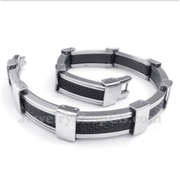 Bracciale In Gomma Con Motivo Greco A Meandro In Titanio Da Uomo