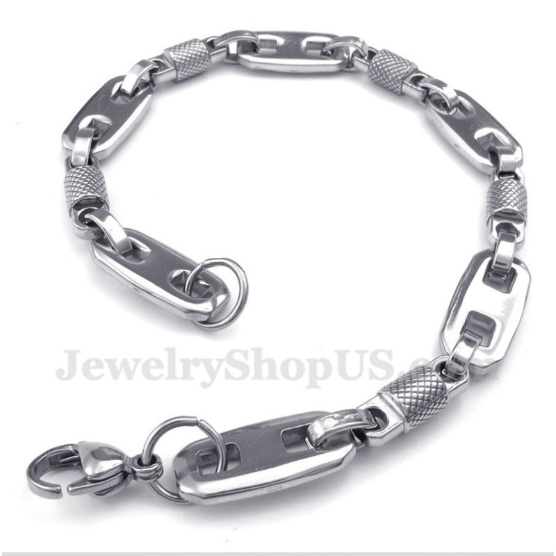 Bracciale Da Uomo Con Perle Rotonde In Titanio Bracciale Da Uomo Con Perle Rotonde In Titanio