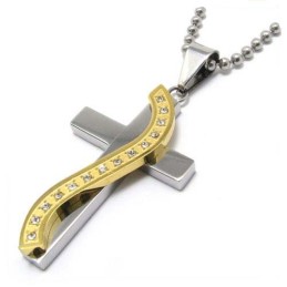 Ciondolo A Forma Di Croce In Titanio Con Diamanti, Stile S