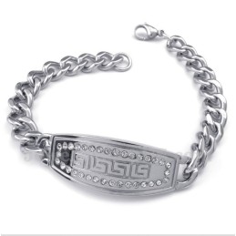 Bracciale Da Uomo In Titanio Con Motivo A Meandro Greco E Diamanti