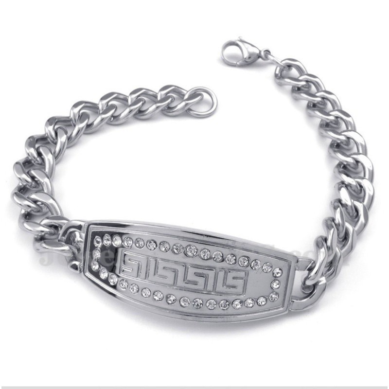 Bracciale Da Uomo In Titanio Con Motivo A Meandro Greco E Diamanti Bracciale Da Uomo In Titanio Con Motivo A Meandro Greco E Diamanti