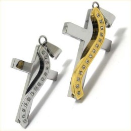 Ciondolo A Forma Di Croce In Titanio Con Diamanti, Stile S