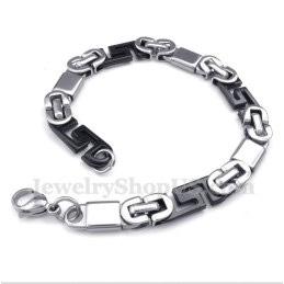 Bracciale Da Uomo In Titanio Con Motivo Greco A Meandro Nero