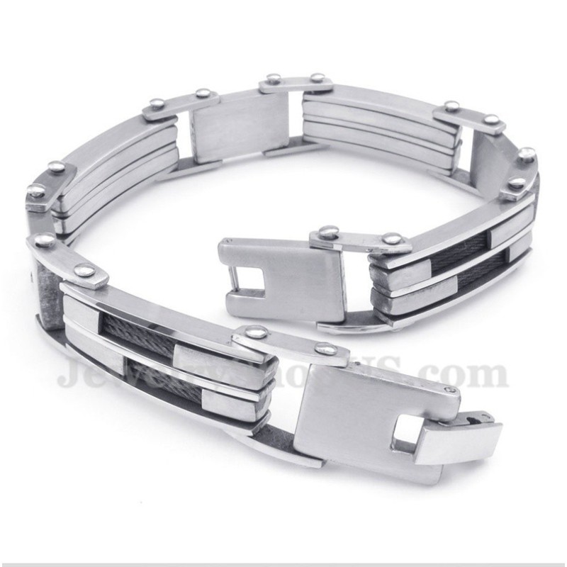 Bracciale Da Uomo In Titanio Nero Con Cavo Bracciale Da Uomo In Titanio Nero Con Cavo