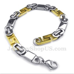 Bracciale Da Uomo In Titanio E Oro Con Motivo A Meandro Greco