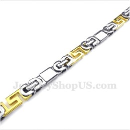 Bracciale Da Uomo In Titanio E Oro Con Motivo A Meandro Greco