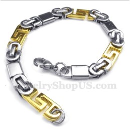 Bracciale Da Uomo In Titanio E Oro Con Motivo A Meandro Greco