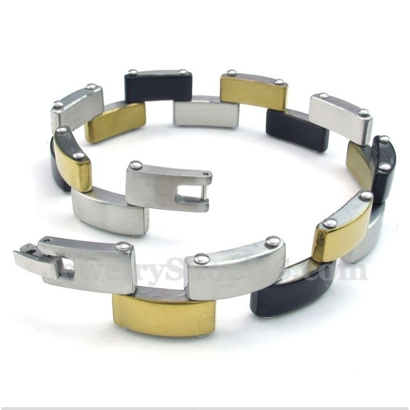Bracciale Da Uomo In Titanio Oro Nero