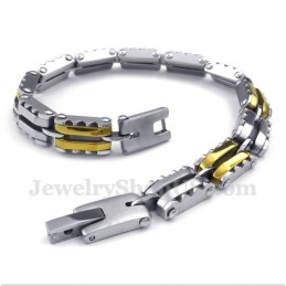 Bracciale Da Uomo In Titanio E Oro Con Dentellatura
