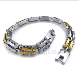 Bracciale Da Uomo In Titanio E Oro Con Dentellatura