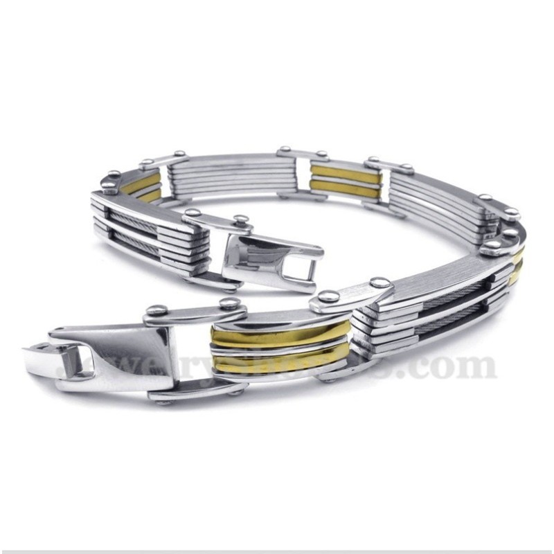 Bracciale Da Uomo In Titanio E Oro Bracciale Da Uomo In Titanio E Oro