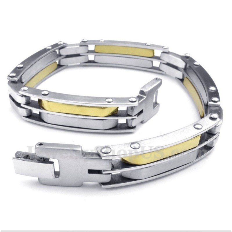 Bracciale Da Uomo In Titanio E Oro Con Cavo Bracciale Da Uomo In Titanio E Oro Con Cavo