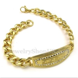 Bracciale Da Uomo In Titanio, Oro E Diamanti Con Motivo A Meandro Greco
