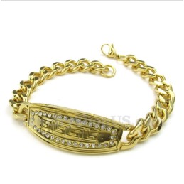 Bracciale Da Uomo In Titanio, Oro E Diamanti Con Motivo A Meandro Greco