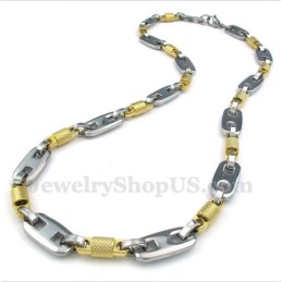 Collana Da Uomo Con Cilindro In Titanio E Oro