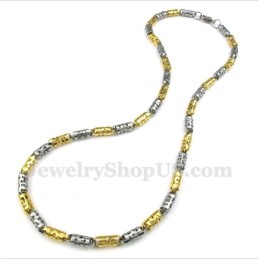 Collana Da Uomo In Titanio E Oro Con Cilindro Cavo