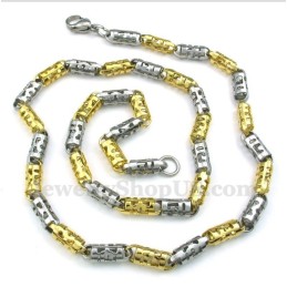Collana Da Uomo In Titanio E Oro Con Cilindro Cavo