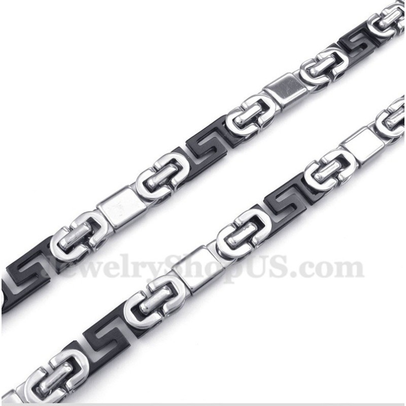 Collana Da Uomo In Titanio Nero Con Motivo A Meandro Greco