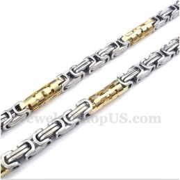 Collana Da Uomo Con Cilindro In Titanio E Oro