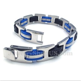 Bracciale Da Uomo In Titanio Blu E Gomma Nera