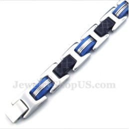 Bracciale Da Uomo In Titanio Blu E Gomma Nera
