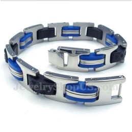 Bracciale Da Uomo In Titanio Blu E Gomma Nera